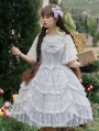 Light Purple and White Drawstring Lace Overlay Classic Lolita JSK Dress