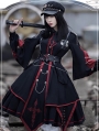 Black and Red Sanctioner Dark Military Gothic Lolita OP Dress Set