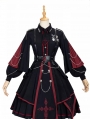 Black and Red Sanctioner Dark Military Gothic Lolita OP Dress Set