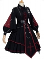 Black and Red Sanctioner Dark Military Gothic Lolita OP Dress Set