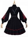 Black and Red Sanctioner Dark Military Gothic Lolita OP Dress Set