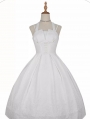 White Little Winnie Jacquard Elegant Hepburn Style Classic Lolita JSK Dress