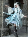 Blue Cthulhu Mythos Halloween Elegant Printed Gothic Lolita OP Dress