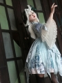 Blue Cthulhu Mythos Halloween Elegant Printed Gothic Lolita OP Dress