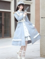 White and Blue Star Fantasy Cardigan Sweet Military Lolita OP Dress