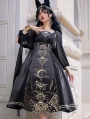 Black Horus Nightmare Print Ruffle Gothic Gorgeous Lolita JSK Dress