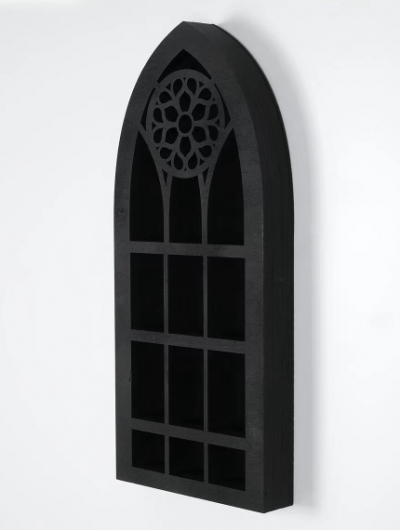 Black Gothic Church Window Crystal Wooden Wall Decoration Shelf