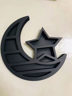 Black Gothic Moon Star Wall Mounted Wooden Decoration Shelf