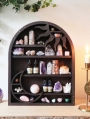 Black Wooden Moon Sun Window Crystal Wooden Display Shelf