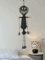 Black Handwoven Halloween Witch Macrame Skull Tapestry