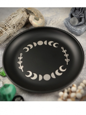 Black Gothic Lunar Eclipse Decorative Round Metal Plate