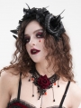 Black Gothic Mesh Flower Devil Sheep Horn Headdress