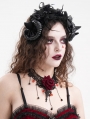 Black Gothic Mesh Flower Devil Sheep Horn Headdress