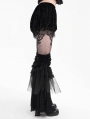 Black Gothic Vlevet Layered Lace Flared Leg Warmers for Women