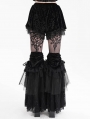 Black Gothic Vlevet Layered Lace Flared Leg Warmers for Women