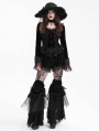 Black Gothic Vlevet Layered Lace Flared Leg Warmers for Women