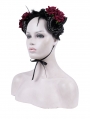 Black and Red Gothic Mesh Flower Sheep Horn Headdress