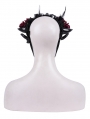 Black and Red Gothic Mesh Flower Sheep Horn Headdress