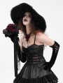 Black Gothic Wide Brim Lace Trim Floppy Hat for Women