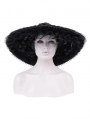 Black Gothic Wide Brim Lace Trim Floppy Hat for Women