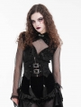 Black Vintage Gothic Metal Buckle Tasseled Underbust Corset