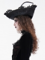 Black Gothic Lace Applique Feather Pirate Hat for Women