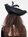 Black Gothic Lace Applique Feather Pirate Hat for Women