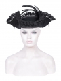 Black Gothic Lace Applique Feather Pirate Hat for Women