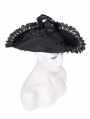 Black Gothic Lace Applique Feather Pirate Hat for Women