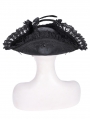 Black Gothic Lace Applique Feather Pirate Hat for Women