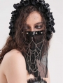 Black Gothic Punk Half Face Veil Mask with Detachable Chain