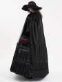 Black Gothic Embroidered Lace Hooded Long Cloak for Women