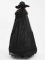 Black Gothic Embroidered Lace Hooded Long Cloak for Women