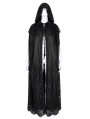 Black Gothic Embroidered Lace Hooded Long Cloak for Women