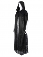 Black Gothic Embroidered Lace Hooded Long Cloak for Women