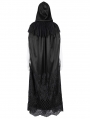 Black Gothic Embroidered Lace Hooded Long Cloak for Women