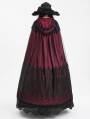 Wine Red Gothic Embroidered Lace Hooded Long Cloak for Women