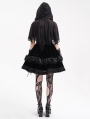 Black Gothic Spider Web Mesh Hooded Bat Cloak for Women