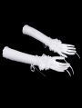 White Gothic Lace Ruffle Lace-Up Fingerless Gloves for Women