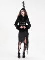 Black Gothic Vintage Faux Fur Trim Fitted Short Jacket for Women