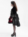 Black Vintage Gothic Velvet Open Front Tail Coat for Women