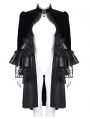 Black Vintage Gothic Velvet Open Front Tail Coat for Women