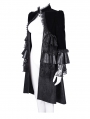 Black Vintage Gothic Velvet Open Front Tail Coat for Women