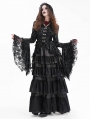 Dark Gothic Vintage Pattern Irregular Hooded Tail Coat for Women