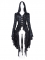 Dark Gothic Vintage Pattern Irregular Hooded Tail Coat for Women