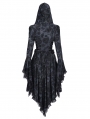 Dark Gothic Vintage Pattern Irregular Hooded Tail Coat for Women