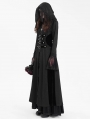 Black Vintage Gothic Gorgeous Bead Tassel Hooded Long Jacket for Women