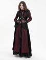 Wine Red Vintage Gothic Gorgeous Bead Tassel Hooded Long Jacket for Women