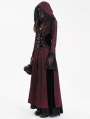 Wine Red Vintage Gothic Gorgeous Bead Tassel Hooded Long Jacket for Women