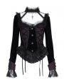 Black and Red Romantic Gothic Velvet Lace Short Jacket for Women